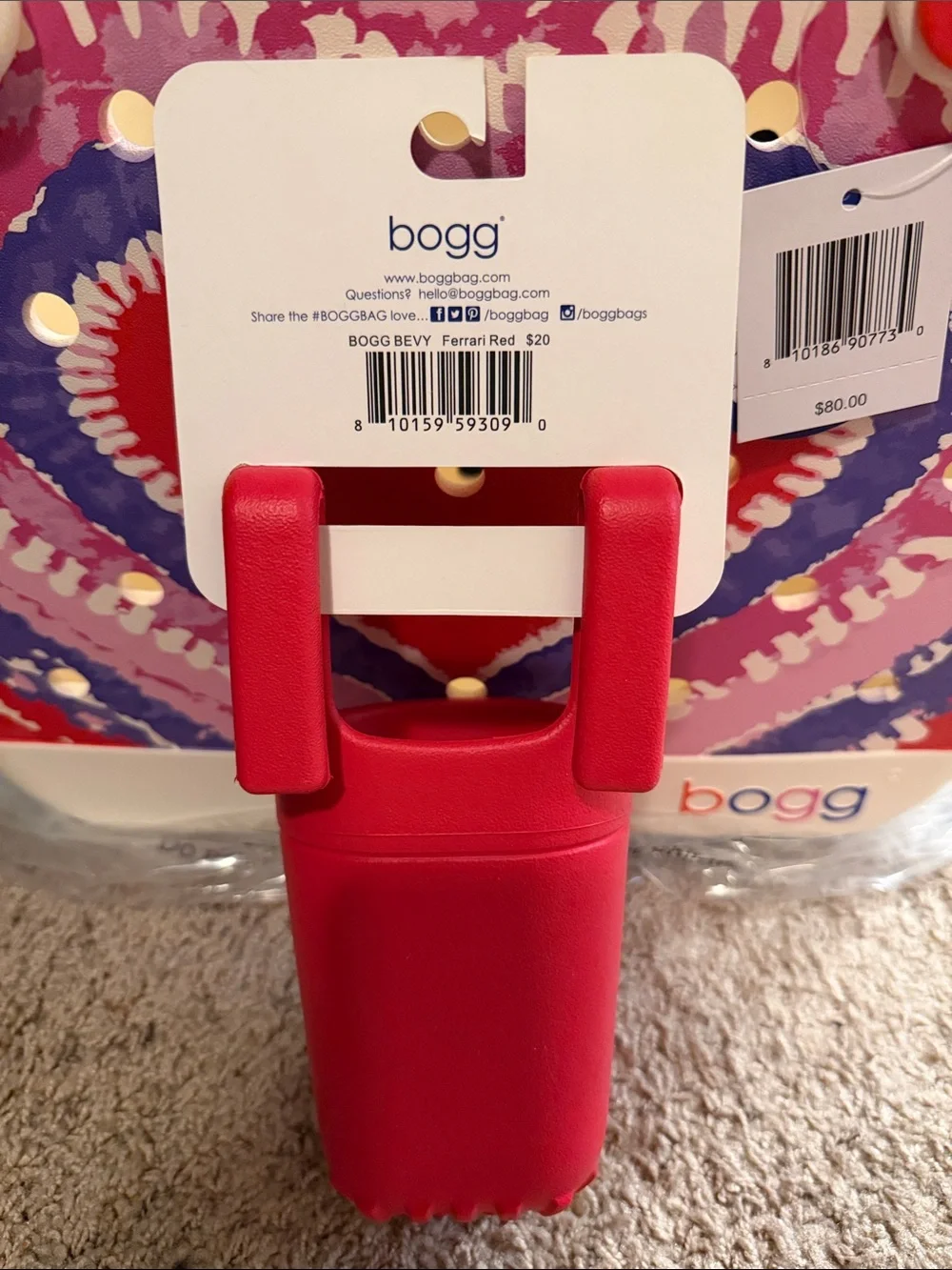 Bogg Bag Heart Print Tote in Coral, Pink & Purple - Picture 5 of 7